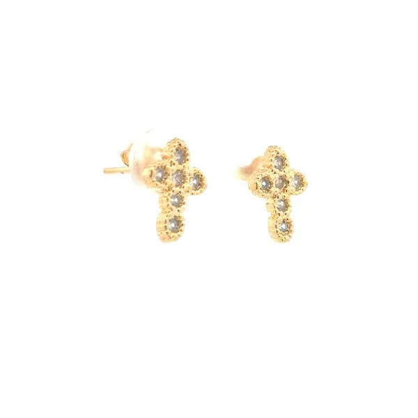 Petite Gold Filled Cross Earrings with sparkle Image 3 Bryan Jewelry Prattville, AL