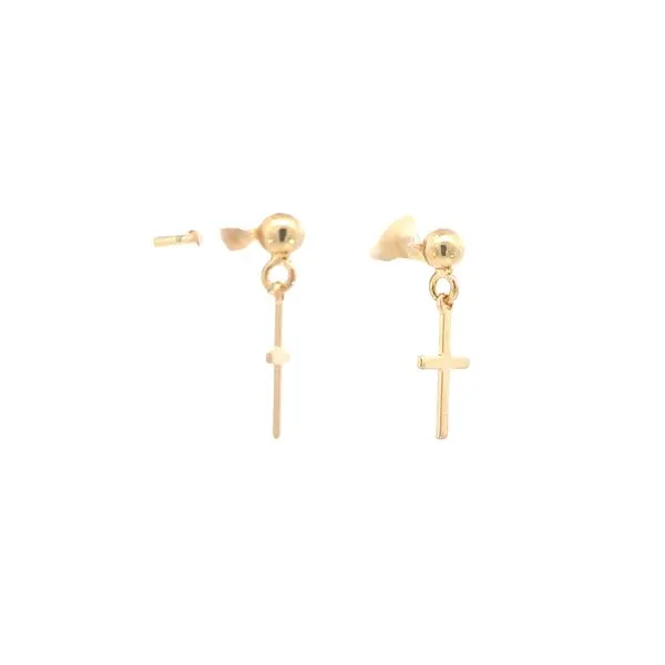 Gold Filled Ball Stud With Dangle High Polished Cross Image 2 Bryan Jewelry Prattville, AL