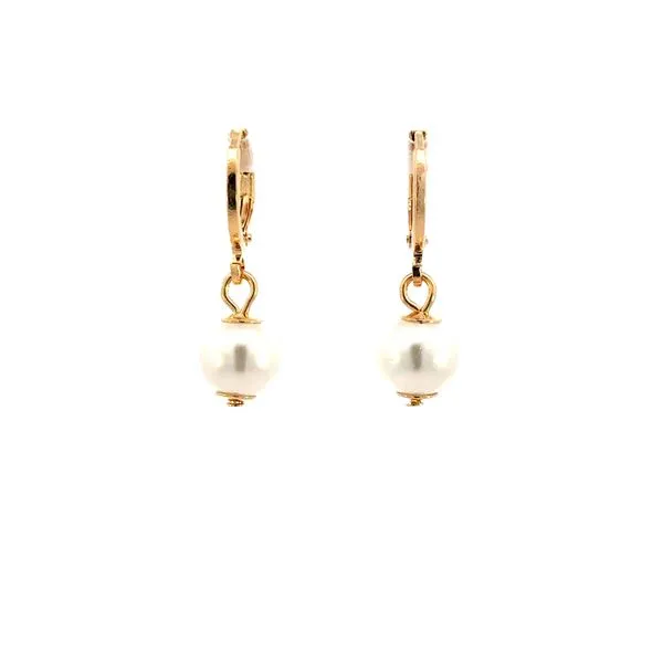 Huggie Hoops with Pearl Bead Drop in Gold Filled Image 2 Bryan Jewelry Prattville, AL