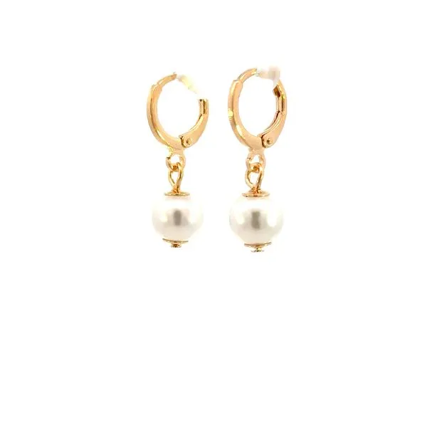 Huggie Hoops with Pearl Bead Drop in Gold Filled Bryan Jewelry Prattville, AL