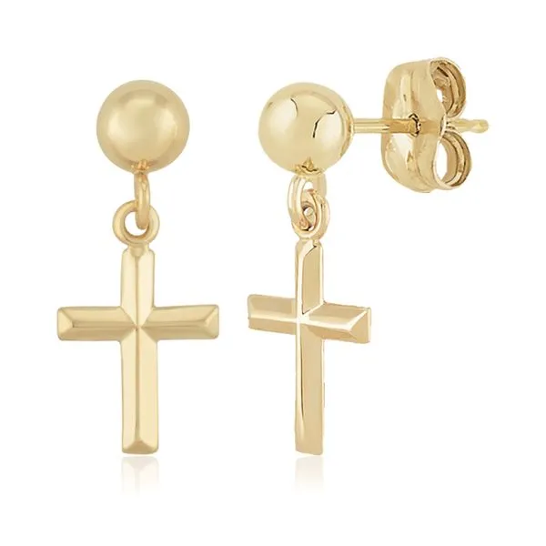 14ky Small Cross Dangle from 3mm Gold Ball Stud Bryan Jewelry Prattville, AL
