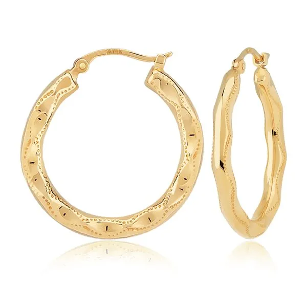 14k Large Fancy Embossed Hoops Bryan Jewelry Prattville, AL