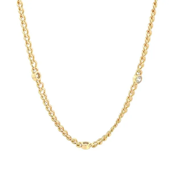 Cuban with 3 fixed station bezel set cz's-16 inch Image 3 Bryan Jewelry Prattville, AL