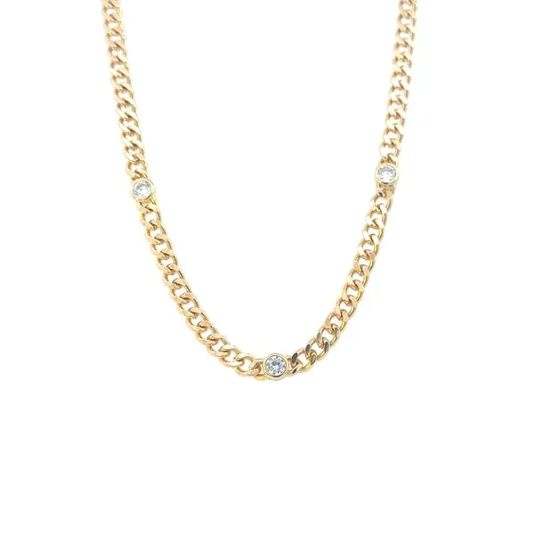 Cuban with 3 fixed station bezel set cz's-16 inch Image 4 Bryan Jewelry Prattville, AL