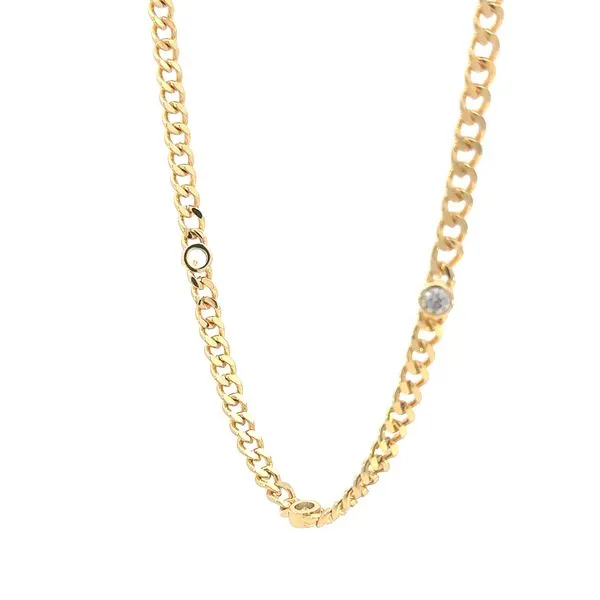 Cuban with 3 fixed station bezel set cz's-16 inch Bryan Jewelry Prattville, AL