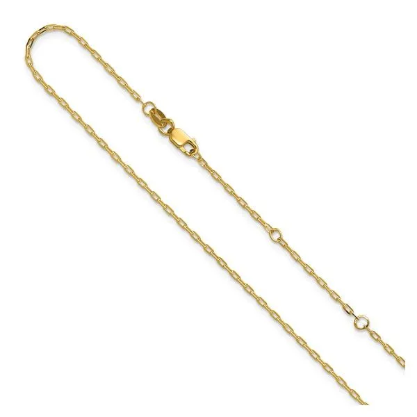 14k 1.3mm Flat Cable Chain Adjustable that can be worn at 16, 17 or 18 inches. Bryan Jewelry Prattville, AL