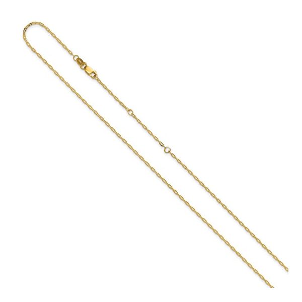 14k 1.3mm Flat Cable Chain Adjustable that can be worn at 16, 17 or 18 inches. Image 2 Bryan Jewelry Prattville, AL
