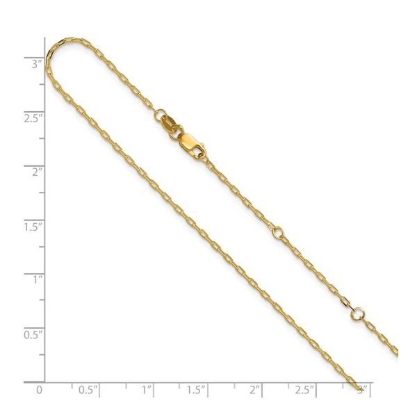 14k 1.3mm Flat Cable Chain Adjustable that can be worn at 16, 17 or 18 inches. Image 3 Bryan Jewelry Prattville, AL