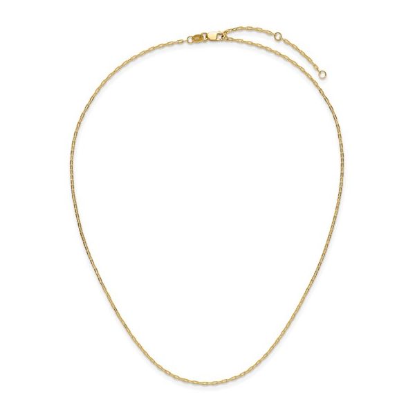 14k 1.3mm Flat Cable Chain Adjustable that can be worn at 16, 17 or 18 inches. Image 4 Bryan Jewelry Prattville, AL