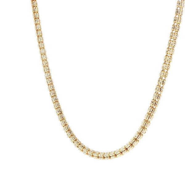 Brilliant Texture: 14K Two-Tone Diamond Cut “Iced” Chain Necklace Image 2 Bryan Jewelry Prattville, AL