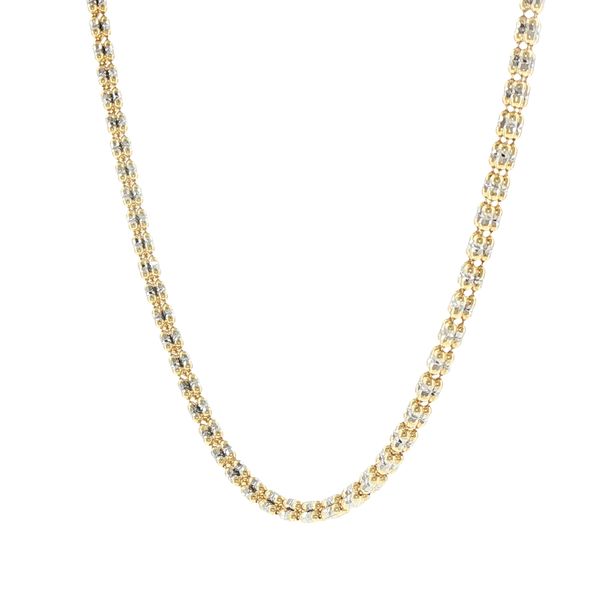 Two-Tone Sparkle: 10K Yellow & White Gold Diamond Cut “Iced” Chain Necklace Image 3 Bryan Jewelry Prattville, AL