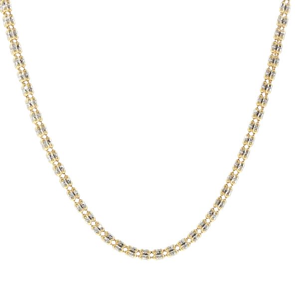 Two-Tone Sparkle: 10K Yellow & White Gold Diamond Cut “Iced” Chain Necklace Bryan Jewelry Prattville, AL