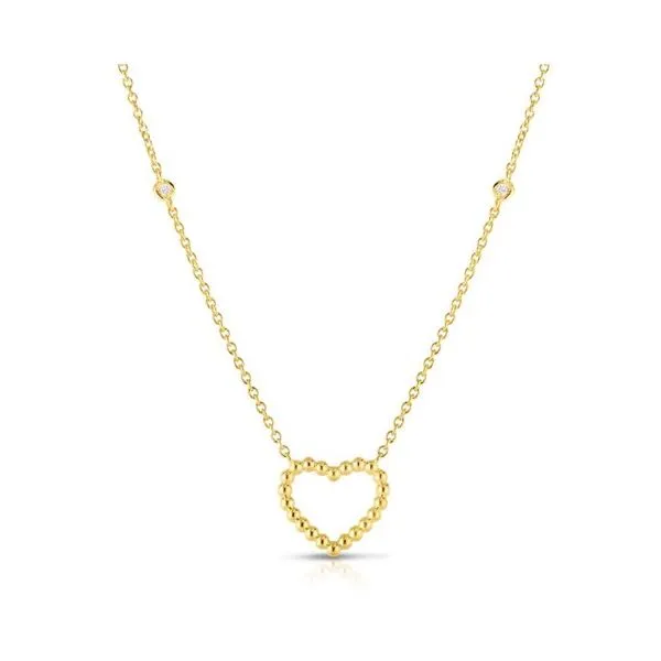 Beaded Heart Necklace with Fixed Station Bezel Set Diamonds Bryan Jewelry Prattville, AL