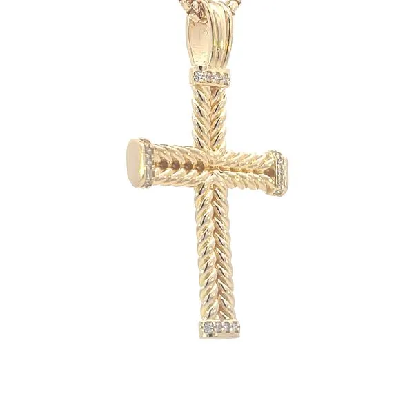 Yellow Vermeil Braided Cross with Simulated Diamonds Image 2 Bryan Jewelry Prattville, AL