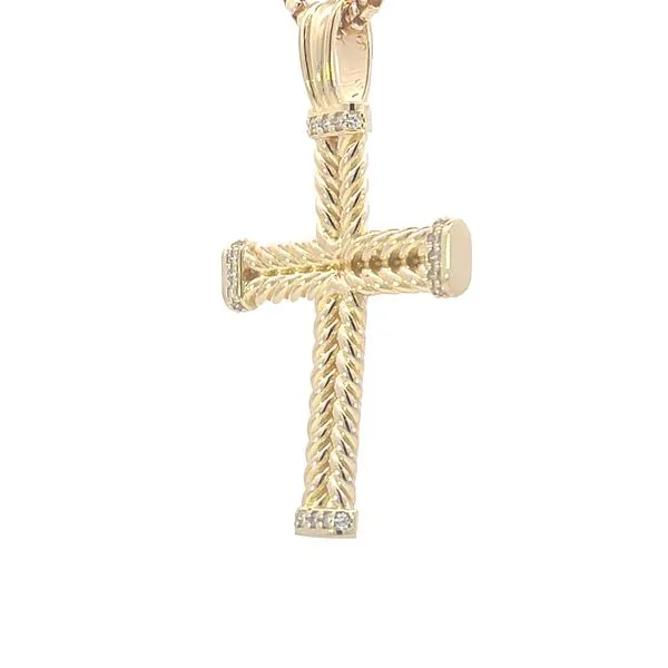 Yellow Vermeil Braided Cross with Simulated Diamonds Image 3 Bryan Jewelry Prattville, AL