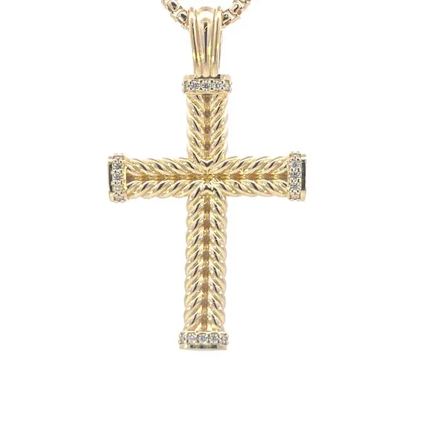 Yellow Vermeil Braided Cross with Simulated Diamonds Bryan Jewelry Prattville, AL