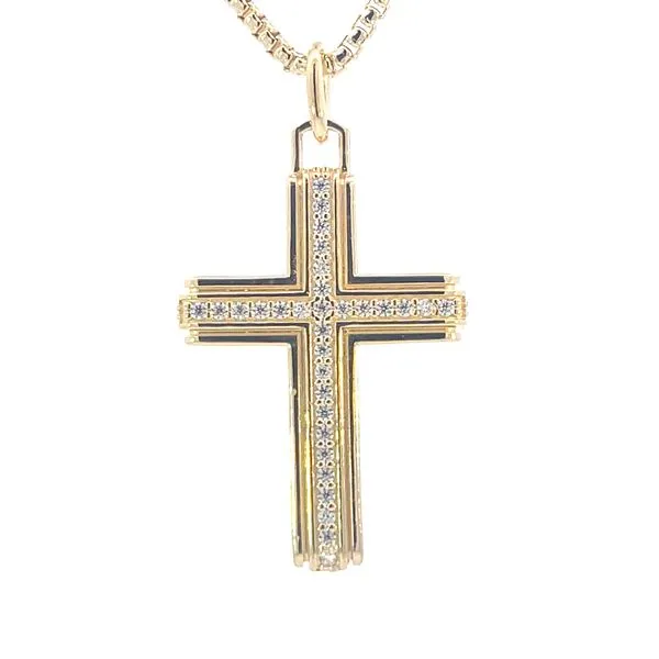 Gold Vermeil Cross with Simulated Diamond Channel Set Center Bryan Jewelry Prattville, AL