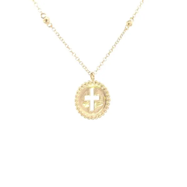 Gabriel Fashion-14ky Disk pendant with Cross cut out Image 2 Bryan Jewelry Prattville, AL