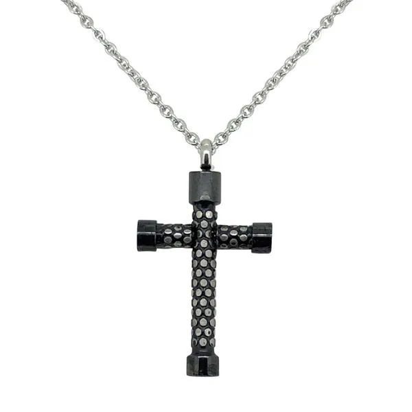 Basket Weave Stainless Cross with Black Capped Ends Bryan Jewelry Prattville, AL
