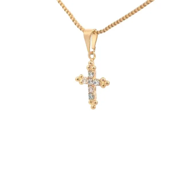 Gold Filled Petite cross pendant with cz's-18 inches Image 3 Bryan Jewelry Prattville, AL