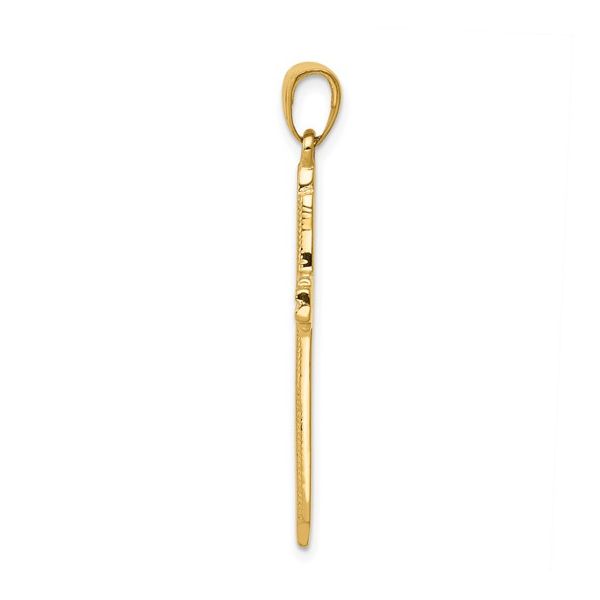 14K Yellow Gold Textured Outline Cross Pendant 38mm x 20mm Image 3 Bryan Jewelry Prattville, AL