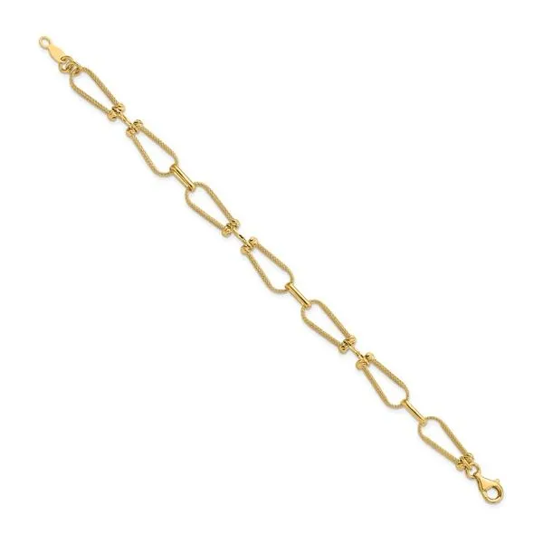 14ky Diamond Cut and Textured Fancy Link Gold Bracelet- 7 inches Image 4 Bryan Jewelry Prattville, AL