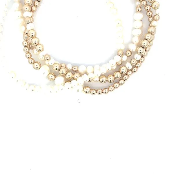 SET OF 4-3MM  GOLD FILLED WITH PEARL -STRETCH BRACELETS Bryan Jewelry Prattville, AL