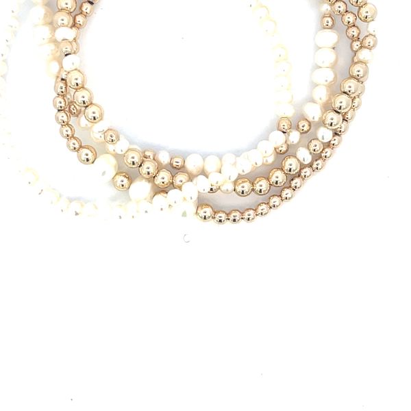 SET OF 4-3MM  GOLD FILLED WITH PEARL -STRETCH BRACELETS Bryan Jewelry Prattville, AL