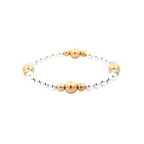 Sterling silver & goldfilled 5 inch beaded stretch bracelet Bryan Jewelry Prattville, AL