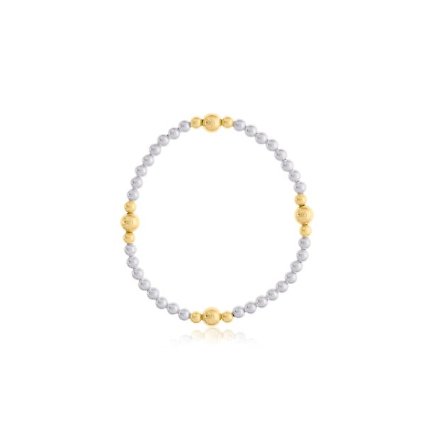 Sterling silver & goldfilled 5 inch beaded stretch bracelet Image 4 Bryan Jewelry Prattville, AL