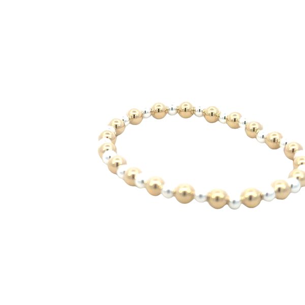 Alternating sterling & gold filled beaded bracelet-5 inch stretch bracelet Image 2 Bryan Jewelry Prattville, AL