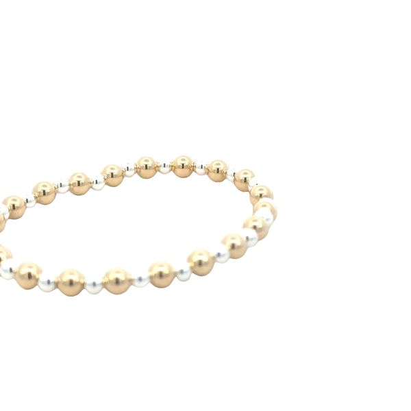 Alternating sterling & gold filled beaded bracelet-5 inch stretch bracelet Image 3 Bryan Jewelry Prattville, AL