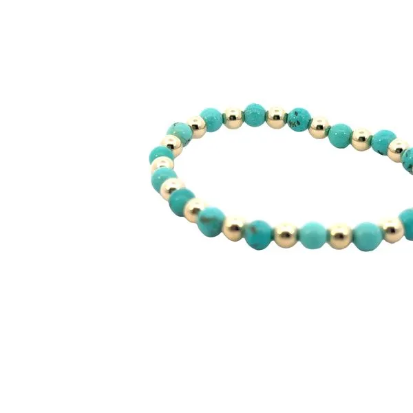 4mm Blue Howlite with alternating gold filled beads-5 inch stretch bracelet Image 2 Bryan Jewelry Prattville, AL
