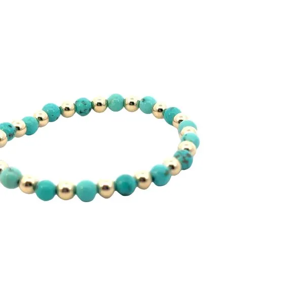 4mm Blue Howlite with alternating gold filled beads-5 inch stretch bracelet Image 3 Bryan Jewelry Prattville, AL