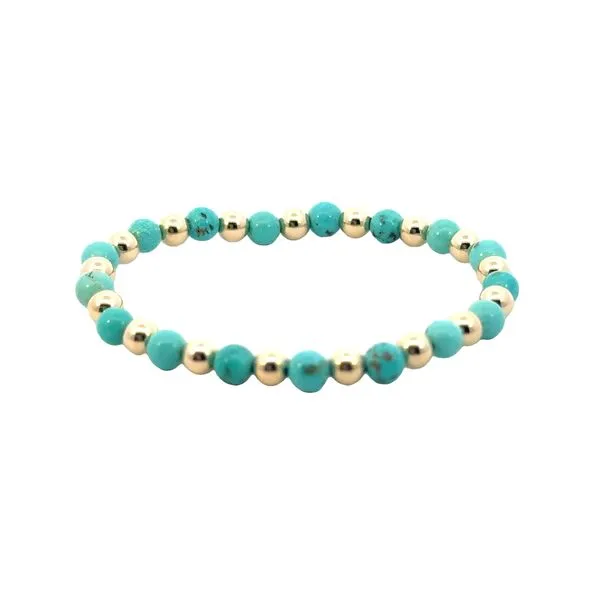 4mm Blue Howlite with alternating gold filled beads-5 inch stretch bracelet Bryan Jewelry Prattville, AL
