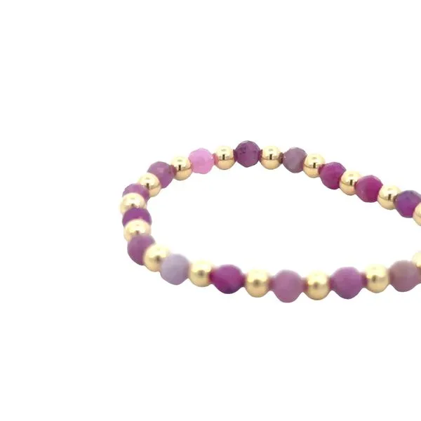 4mm ruby with alternating gold filled beads in 5 inch length stretch bracelet Image 2 Bryan Jewelry Prattville, AL