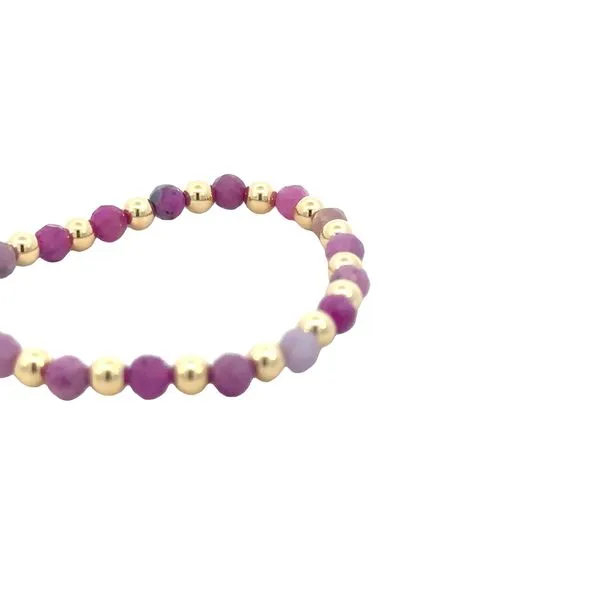 4mm ruby with alternating gold filled beads in 5 inch length stretch bracelet Image 3 Bryan Jewelry Prattville, AL