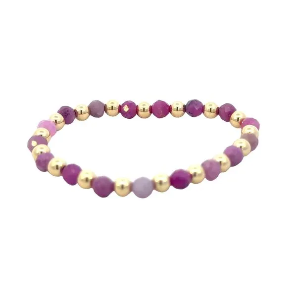 4mm ruby with alternating gold filled beads in 5 inch length stretch bracelet Bryan Jewelry Prattville, AL
