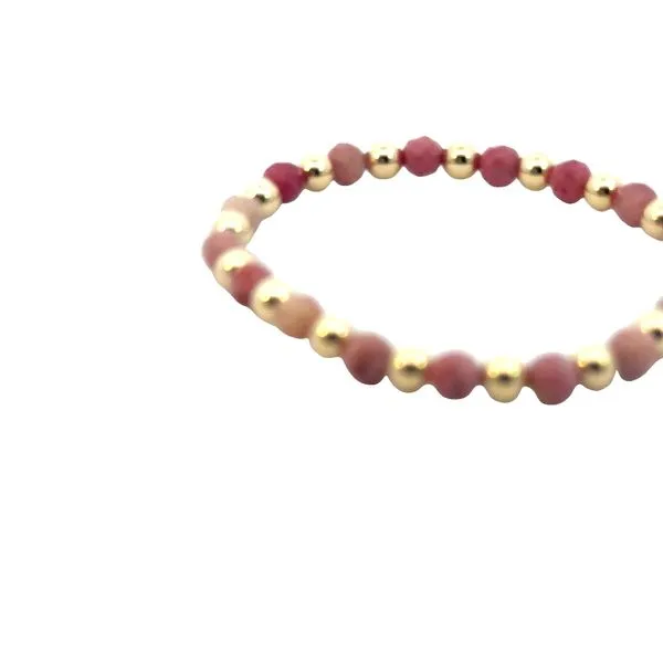4mm Rhodinite with alternating gold filled beads in 5 inch length stretch bracelet Image 2 Bryan Jewelry Prattville, AL