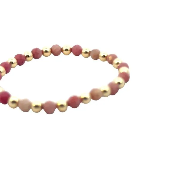 4mm Rhodinite with alternating gold filled beads in 5 inch length stretch bracelet Image 3 Bryan Jewelry Prattville, AL