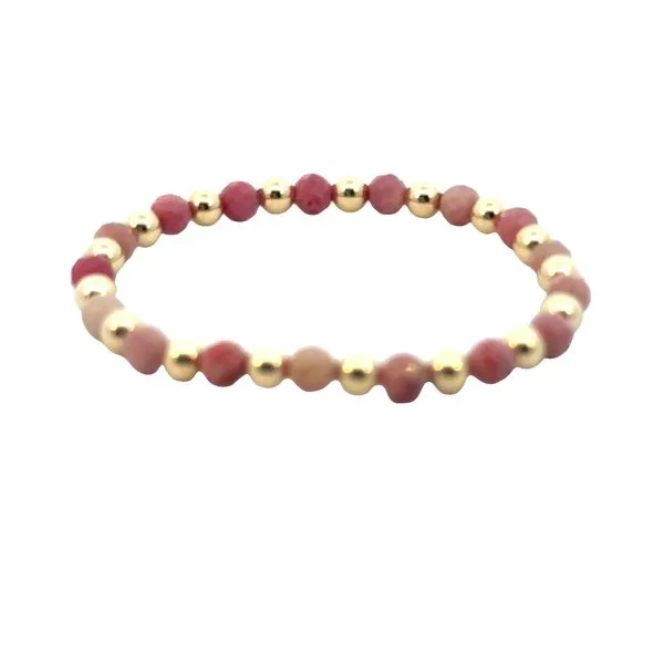 4mm Rhodinite with alternating gold filled beads in 5 inch length stretch bracelet Bryan Jewelry Prattville, AL