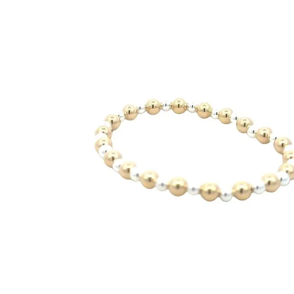 Alternating sterling & gold filled beaded bracelet-5 inch stretch bracelet Image 2 Bryan Jewelry Prattville, AL