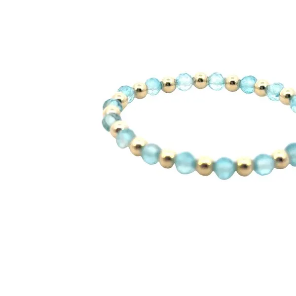 4mm Blue Topaz with alternating gold filled beads-5 inches stretch bracelet Image 2 Bryan Jewelry Prattville, AL