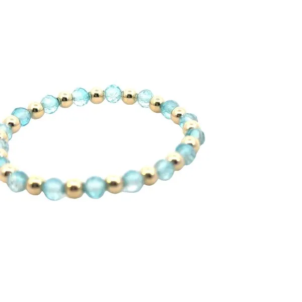 4mm Blue Topaz with alternating gold filled beads-5 inches stretch bracelet Image 3 Bryan Jewelry Prattville, AL