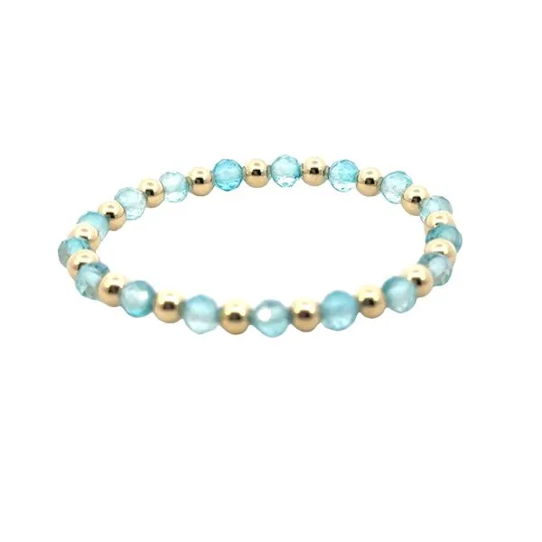 4mm Blue Topaz with alternating gold filled beads-5 inches stretch bracelet Bryan Jewelry Prattville, AL
