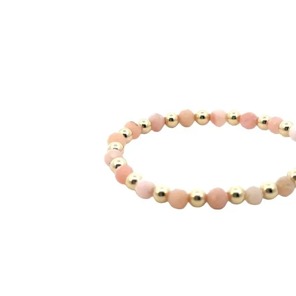 4mm Pink Opal &  alternating Gold Filled Beads in a 5 inch length stretch bracelet Image 3 Bryan Jewelry Prattville, AL