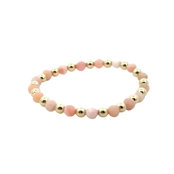 4mm Pink Opal &  alternating Gold Filled Beads in a 5 inch length stretch bracelet Bryan Jewelry Prattville, AL