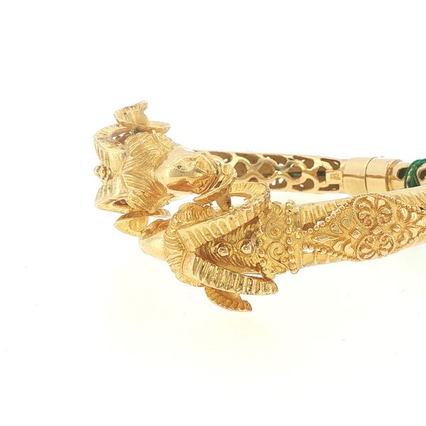 Estate 18K Yellow Gold Double Ram Head Bangle Bracelet Image 3 Bryan Jewelry Prattville, AL