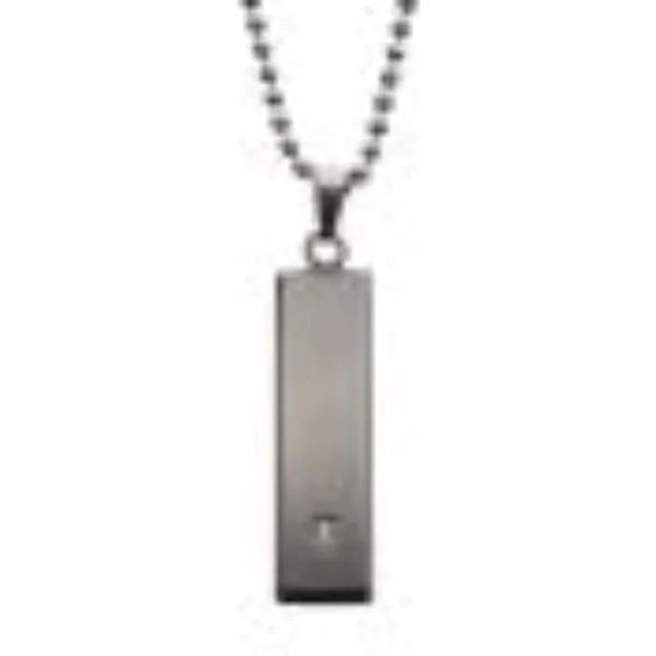 Stainless Steel with 2mm Clear CZ Tag Pendant with Ball Chain Bryan Jewelry Prattville, AL
