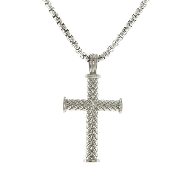 Chevron Detail Faith Cross: Stainless Steel Cross Pendant Necklace Bryan Jewelry Prattville, AL